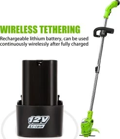 Tondeuse à Gazon Drillpro - Tondeuses à Tondeuses à Gazon - Électrique Portable - 450W 12V - Avec Poignée Réglable Et 2 Piles - Vert -Outils de jardinage professionnels 1035x1200 1