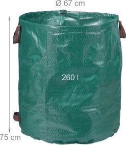 Lot De 4 Sacs à Déchets De Jardin Relaxdays - Sac De Jardin Vert 260 L - Sac à Mauvaises Herbes Pliable Autoportant -Outils de jardinage professionnels 1043x1200 3