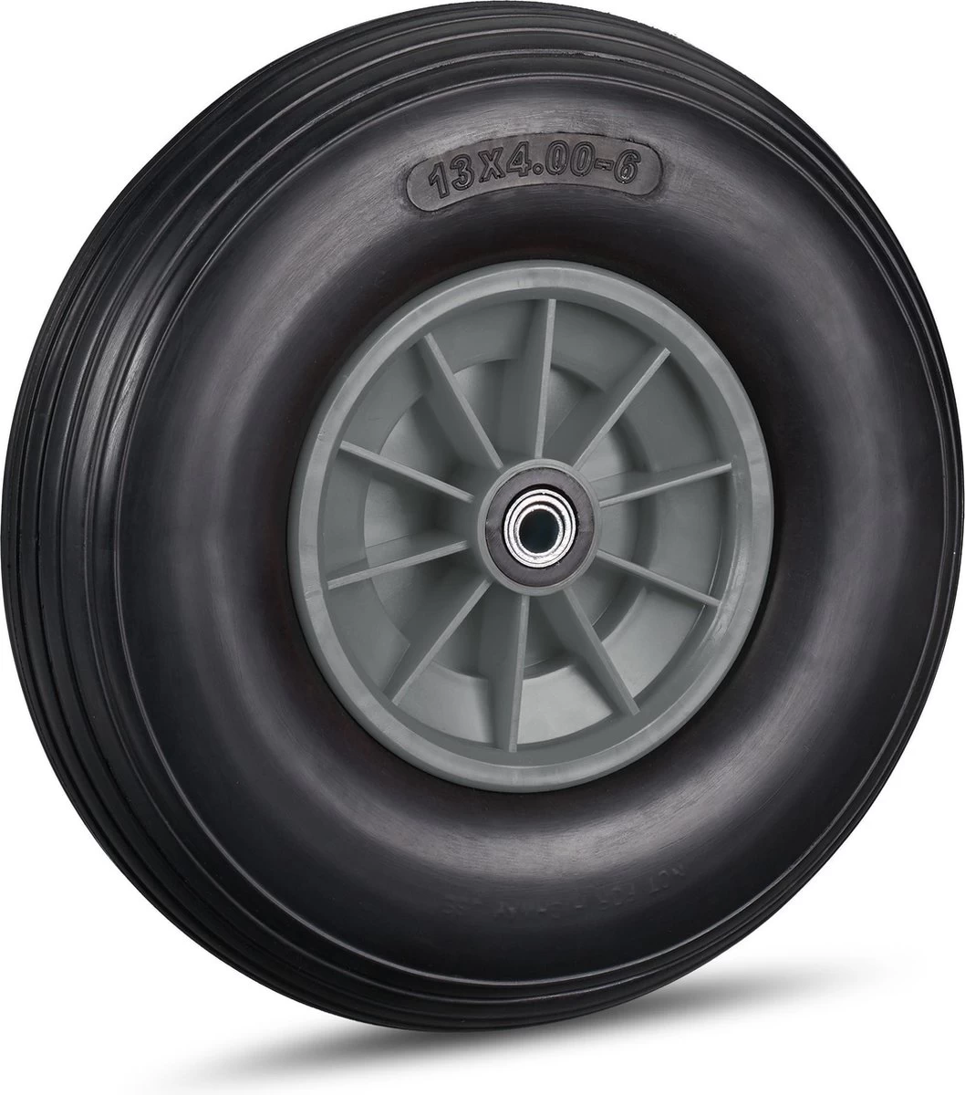 Roue De Brouette Relaxdays Anti Crevaison - 4.00-6 - Roue De Secours - PU - Complète - 3 Adaptateurs Zwart - Gris 4 Roue De Brouette Relaxdays Anti Crevaison - 4.00-6 - Roue De Secours - PU - Complète - 3 Adaptateurs Zwart - Gris – Image 2