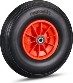 Roue De Brouette Relaxdays Anti Crevaison - 4.00-6 - Roue De Secours - PU - Complète - 3 Adaptateurs Blauw Rouge