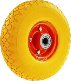 PrimeMatik - Roue De Brouette Massief Jaune 100 Kg 10x3" 254x76 Mm. Courroie De Rechange Pour Plate-forme De Transport Et Chariots