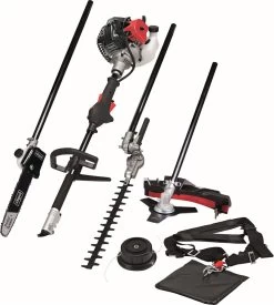 Scheppach MFH3300-4P Machine De Jardinage 2 Temps - 4-en-1 - Coupe-herbe / Débroussailleuse / Taille-haie / Tronçonneuse - 900W