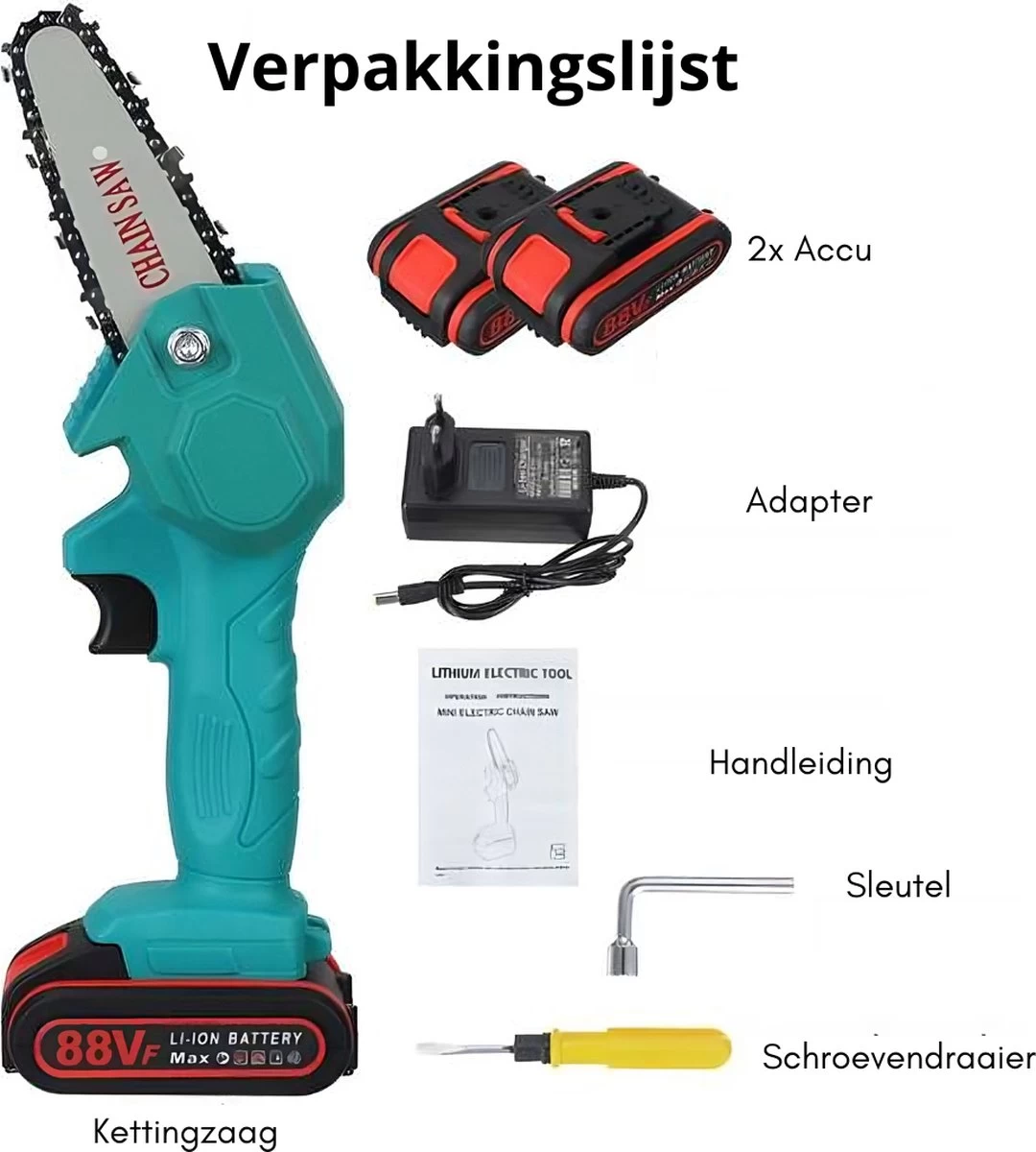 PerfectGear Mini Chainsaw - Scie D'élagage - Sécateur électrique - Taille-haie électrique - 10 CM - 2 Batteries 9 PerfectGear Mini Chainsaw - Scie D'élagage - Sécateur électrique - Taille-haie électrique - 10 CM - 2 Batteries – Image 7