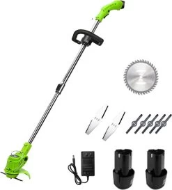 Tondeuse à Gazon Drillpro - Tondeuses à Tondeuses à Gazon - Électrique Portable - 450W 12V - Avec Poignée Réglable Et 2 Piles - Vert -Outils de jardinage professionnels 1087x1200 1