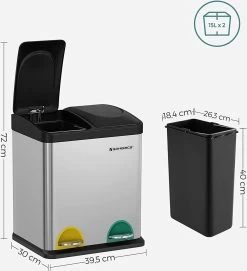 ZAZA Home & Office Poubelle 30 Litres, Tri Des Déchets, 2 X 15 Litres, Poubelle, Poubelle à Pédale Avec Poubelles Intérieures, Pédales Colorées, Système De Séparation Des Déchets Pour La Cuisine, Argent-noir 20 ZAZA Home & Office Poubelle 30 Litres, Tri Des Déchets, 2 X 15 Litres, Poubelle, Poubelle à Pédale Avec Poubelles Intérieures, Pédales Colorées, Système De Séparation Des Déchets Pour La Cuisine, Argent-noir -Outils de jardinage professionnels 1095x1200 2
