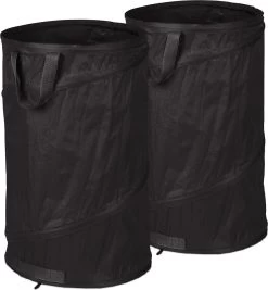 Relaxdays Pop Up Sac à Déchets De Jardin - Lot De 2 - Sac De Jardin 120 L - Noir - Sac à Mauvaises Herbes - Sac à Feuilles