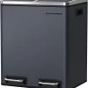 Songmics Poubelle De Cuisine, 2 X 15 L, Système De Tri Des Déchets, Poubelle En Métal, Poubelle à Pédale Avec Bacs Intérieurs Et Poignées, Tri Des Déchets, Fermeture Soft , Hermétique, Anthracite LTB30GS -Outils de jardinage professionnels 1112x1200 4