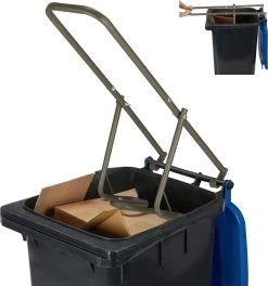 Relaxdays Presse à Déchets Pour Poubelles à Roulettes - Presses à Clic - Levier - Tamper à Déchets - Acier - Marron -Outils de jardinage professionnels 1123x1200 1