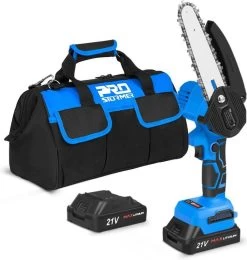 Mini Tronçonneuse - Tronçonneuse - Sécateur Electrique - Taille Haie Electrique - 15 CM - Blauw