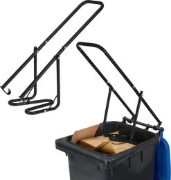 Relaxdays Presse à Déchets Pour Poubelles à Roulettes - Lot De 2 - Presses à Clic - Levier - Presse à Déchets - Noir