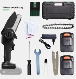 Foumt Mini Tronçonneuse MK-1 - Scie à élaguer - Tronçonneuse - Tronçonneuse électrique - Étui Inclus - Batterie Extra - Zwart -Outils de jardinage professionnels 1151x1200