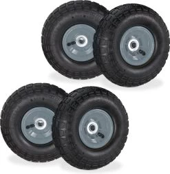 Relaxdays 4x Roue De Diable 260x85 - Roue De Charrette à Bras - Pneu Pneumatique - Roue De Secours - 4.1/3.5-4