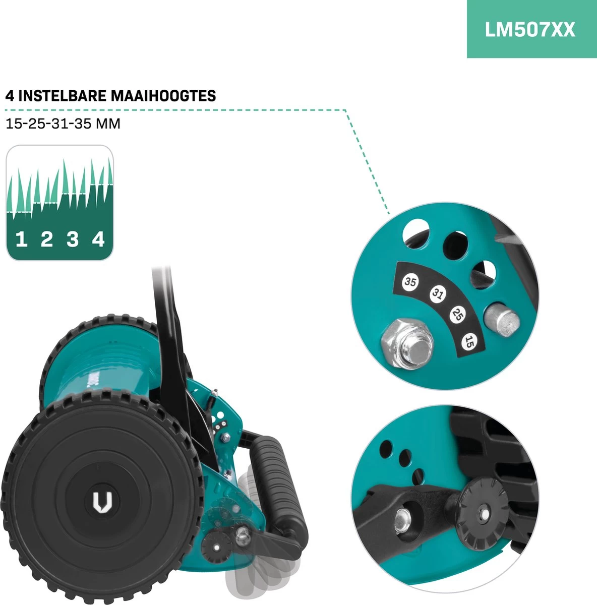 Tondeuse à Rouleau VONROC - Tondeuse à Main - 300 Mm - 4 Hauteurs De Coupe Réglables (15-25-31-35 Mm) Avec Support Mural Et Sac De Ramassage 4 Tondeuse à Rouleau VONROC - Tondeuse à Main - 300 Mm - 4 Hauteurs De Coupe Réglables (15-25-31-35 Mm) Avec Support Mural Et Sac De Ramassage – Image 2