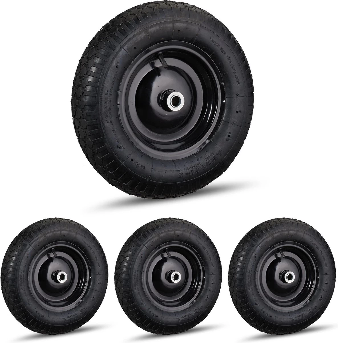 Relaxdays 4x Roue De Brouette 4.80 4.00-8 - Roue De Secours Brouette - Pneu Pneumatique - Jante En Acier 3 Relaxdays 4x Roue De Brouette 4.80 4.00-8 - Roue De Secours Brouette - Pneu Pneumatique - Jante En Acier