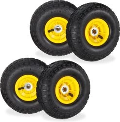 Relaxdays 4x Roue De Diable 260x85 - Roue De Charrette à Bras - Pneu Pneumatique - Roue De Secours - 4.1/3.5-4