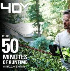 Taille-haie à Batterie Greenworks 40 Volts Avec Batterie 2,0 Ah Et Chargeur G40HT61K2 -Outils de jardinage professionnels 1188x1200