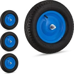Relaxdays 4x Roue De Brouette 4.80 4.00-8 - Roue De Secours - Pneu Pneumatique - Pneu De Brouette Avec Essieu