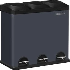 Songmics Poubelle Pour La Cuisine, 54 Litres, Poubelle, Poubelle à Pédale Avec 3 Compartiments, Bacs Intérieurs Et 6 Autocollants Pour Le Tri Des Déchets, Système De Tri Des Déchets, Gris-noir LTB54G -Outils de jardinage professionnels 1193x1200 4