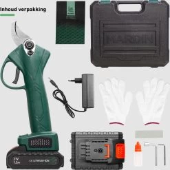 Sécateur Sans Fil Mardin - Sécateur électrique - Taille-haie électrique - Sécateur - Mini Tronçonneuse - Étui Inclus - Batterie Extra - Vert -Outils de jardinage professionnels 1198x1200 21