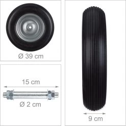 Caoutchouc De Roue De Brouette Relaxdays - Roue De Wagon Avec Essieu - Pneu Anti-crevaison Jante Acier Zwart - Gris -Outils de jardinage professionnels 1198x1200 35