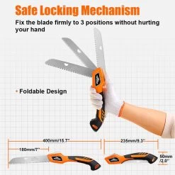 Scie à Scies D'élagage - Scies à Branches - Scie à Main - Longueur De Coupe 180 Mm - Télescopique - Pour élagage De Jardin Ou D'arbre, Camping, Travail Du Bois, Tondeuse Robuste Et Durable - Noir Orange -Outils de jardinage professionnels 1198x1200 5