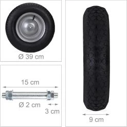 Relaxdays 4 X Roue De Brouette 4.80 4.00-8 - Pneu Pneumatique - Avec Essieu - Jante En Acier - Jusqu'à 200 Kg -Outils de jardinage professionnels 1198x1200 54