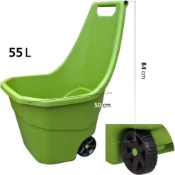 Prosperplast Chariot à Déchets 55 Litres Vert - Chariot De Jardin - Brouette - Chariot De Jardin - Chariot à Déchets De Jardin - Chariot De Jardin - Poubelle De Jardin - Chariot à Déchets - Chariot à Litière -Outils de jardinage professionnels 1198x1200 59