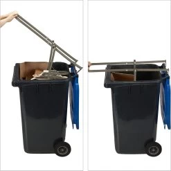 Relaxdays Presse à Déchets Pour Poubelles à Roulettes - Presses à Clic - Levier - Tamper à Déchets - Acier - Marron -Outils de jardinage professionnels 1198x1200 61