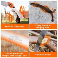 Scie à élaguer Scies D'élagage - Scies à Branches - Scie à Main - Longueur De Coupe 350 Mm - Avec Housse - Pour élagage De Jardin Ou D'arbre, Camping, Travail Du Bois, Tondeuse Robuste Et Durable - Noir Orange -Outils de jardinage professionnels 1199x1200 5