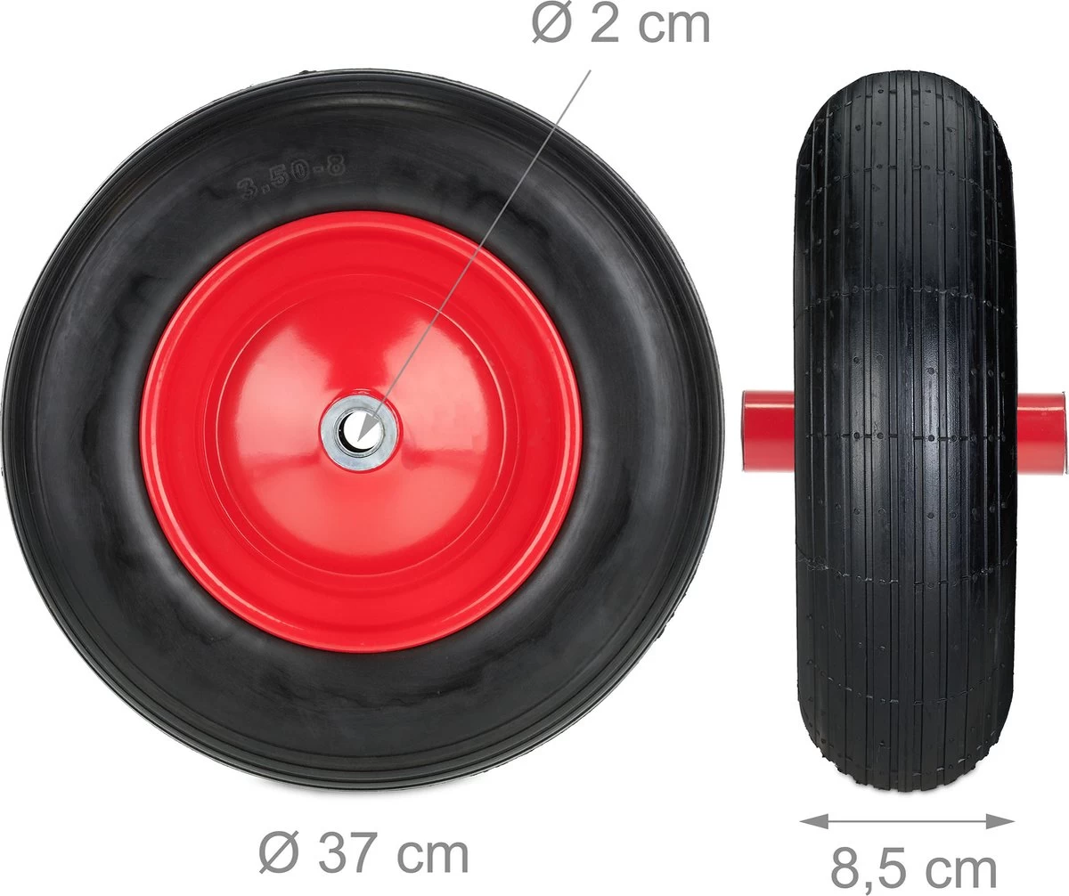 Roue De Brouette Relaxdays 3.50-8 - Roue De Secours Anti-crevaison - Jante Acier Rouge - Pneu Brouette 11 Roue De Brouette Relaxdays 3.50-8 - Roue De Secours Anti-crevaison - Jante Acier Rouge - Pneu Brouette – Image 9