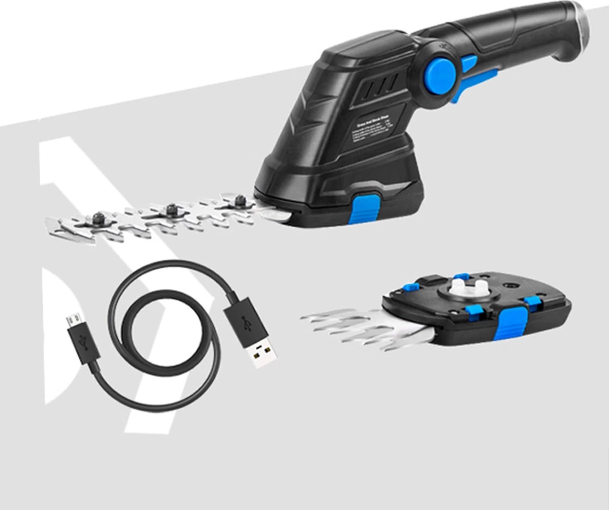 FlowShop - Taille-haie Multifonction 2-en-1 - Taille-haie électrique - Tondeuse à Gazon Sans Fil - Sécateur - Outils De Jardin - Batterie 2000mAh - Blauw 8 FlowShop - Taille-haie Multifonction 2-en-1 - Taille-haie électrique - Tondeuse à Gazon Sans Fil - Sécateur - Outils De Jardin - Batterie 2000mAh - Blauw – Image 6