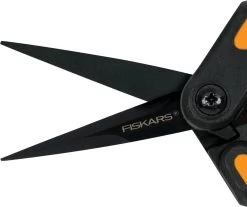 Fiskars Cisailles De Jardin, Longueur : 15,4 Cm, Jauge En Acier Inoxydable Avec Revêtement PTFE/poignée En Plastique, Noir/orange, Micro-Tip, Solid, SP-131, 1063321