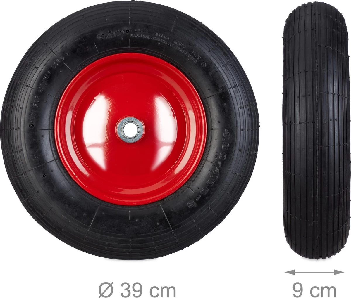 Relaxdays Wheelbarrow Wheel 4.80 4.00-8 - Pneu De Secours Pneu Pneumatique - Jante Acier - Pneu Caoutchouc 7 Relaxdays Wheelbarrow Wheel 4.80 4.00-8 - Pneu De Secours Pneu Pneumatique - Jante Acier - Pneu Caoutchouc – Image 5