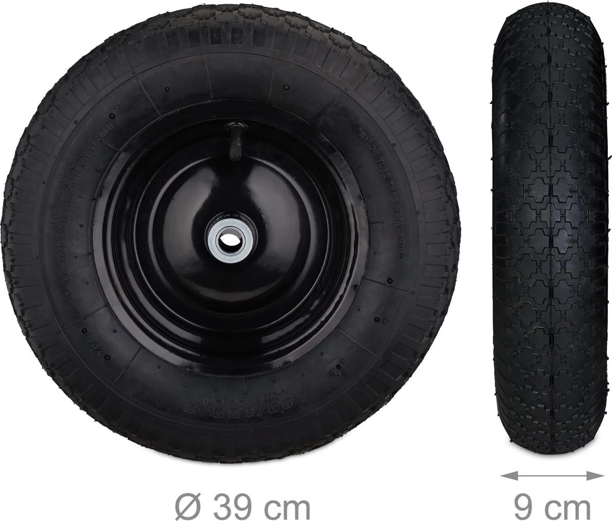 Relaxdays 4x Roue De Brouette 4.80 4.00-8 - Roue De Secours Brouette - Pneu Pneumatique - Jante En Acier 6 Relaxdays 4x Roue De Brouette 4.80 4.00-8 - Roue De Secours Brouette - Pneu Pneumatique - Jante En Acier – Image 4