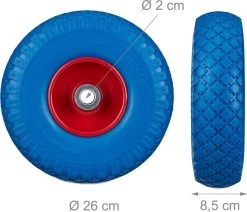 Ensemble De Roues Pour Diable Relaxdays V8 X - Pneu En Caoutchouc - Charrette à Main - 150 Kg - Jante Acier Bleu -Outils de jardinage professionnels 1200x1028