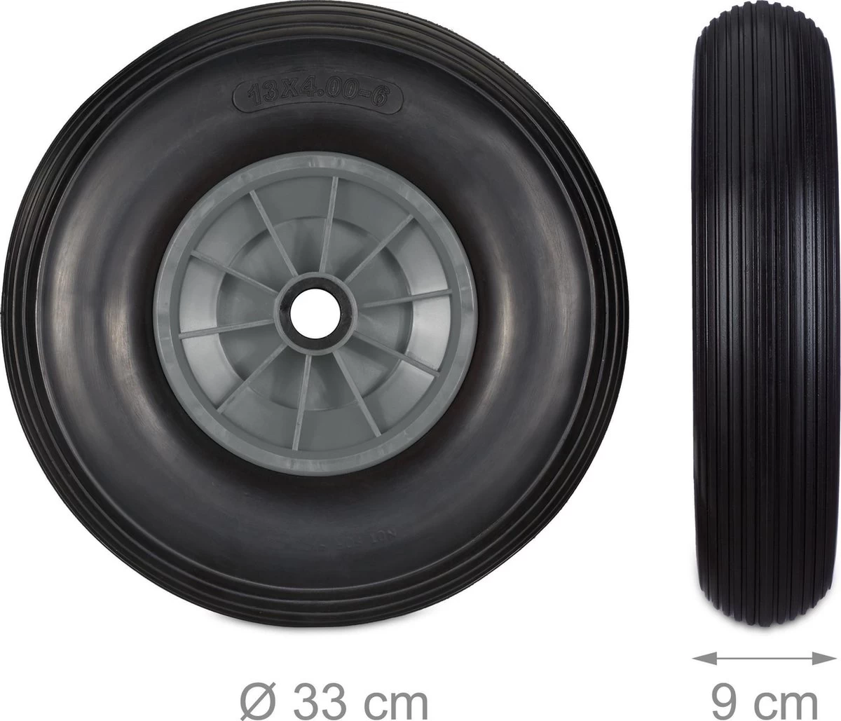 Roue De Brouette Relaxdays Anti Crevaison - 4.00-6 - Roue De Secours - PU - Complète - 3 Adaptateurs Zwart - Gris 7 Roue De Brouette Relaxdays Anti Crevaison - 4.00-6 - Roue De Secours - PU - Complète - 3 Adaptateurs Zwart - Gris – Image 5