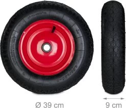 Roue De Brouette Relaxdays 4.80 4.00-8 - Roue De Secours Brouette - Pneu Pneumatique - Avec Adaptateurs Noir-rouge -Outils de jardinage professionnels 1200x1029 7