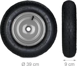 Relaxdays 4x Roue De Brouette 4.80 4.00-8 - Pneumatique - Roue De Secours Avec Adaptateurs - Noir-gris -Outils de jardinage professionnels 1200x1029 9