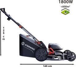 STERWINS - Tondeuse à Gazon électrique - 1800W - 220 V - 65 L - Largeur De Coupe 46 Cm - Réglable En Hauteur - Poignée Ergonomique - 600 M² -Outils de jardinage professionnels 1200x1055 1