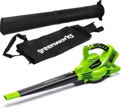 Greenworks SOUFFLEUR ET ASPIRATEUR À BATTERIE 48 VOLTS (2X24 VOLT) AVEC 2 BATTERIES ET CHARGEUR GD24X2BVK4X -Outils de jardinage professionnels 1200x1075 1