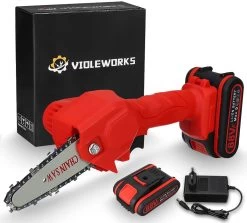 Mini Tronçonneuse - Tronçonneuse - Sécateur Electrique - Taille Haie Electrique - 10 CM - Rouge