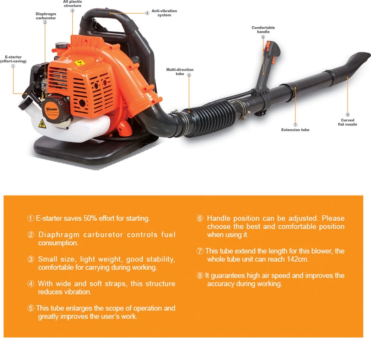 Souffleur De Feuilles Herzberg | Souffleur De Feuilles à Essence | Souffleurs De Feuilles | Souffleur De Feuilles Avec Puissant Moteur 2 Temps | Sac à Dos 4 Souffleur De Feuilles Herzberg | Souffleur De Feuilles à Essence | Souffleurs De Feuilles | Souffleur De Feuilles Avec Puissant Moteur 2 Temps | Sac à Dos – Image 2