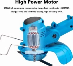 Tondeuse à Gazon Drillpro - Tondeuses à Tondeuses à Gazon - Électrique Portable - 450W 12V - Avec Poignée Réglable Et 2 Piles - Blauw -Outils de jardinage professionnels 1200x1095 2