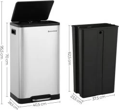 Songmics Poubelle, Poubelle De 45 Litres Avec Pédale, Récipient Extérieur En Acier Inoxydable, Avec Poubelle Intérieure Et Couvercle En Plastique, Fermeture Amortie, Anti-empreintes Digitales, Pour La Cuisine, Argent LTB007E01 13 Songmics Poubelle, Poubelle De 45 Litres Avec Pédale, Récipient Extérieur En Acier Inoxydable, Avec Poubelle Intérieure Et Couvercle En Plastique, Fermeture Amortie, Anti-empreintes Digitales, Pour La Cuisine, Argent LTB007E01 -Outils de jardinage professionnels 1200x1102 1