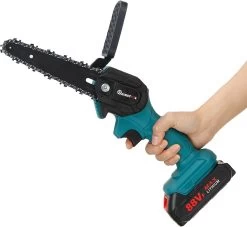 Scies à Chaîne MUSTOOL - Tronçonneuse - 6 Pouces - Électrique Rechargeable Portable - Avec 2 Piles Et Chargeur - S'adapte à La Batterie Makita 18V - Blauw