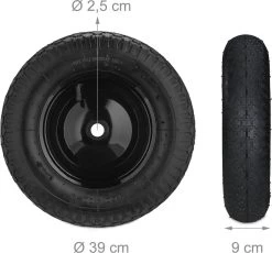 Roue De Brouette Relaxdays 4.80 4.00-8 - Roue De Secours Brouette - Pneu Pneumatique - Avec Adaptateurs Schwarz-Schwarz -Outils de jardinage professionnels 1200x1119 1