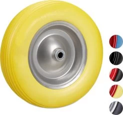 Roue De Brouette Relaxdays 4.80 4.00-8 - Roue De Secours - Pneu En Caoutchouc - Chariot à Main Roue De Chariot Jaune-gris