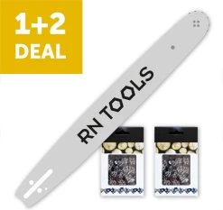 Combiset Composé D'une Lame De Scie RNtools 50cm (y Compris Husqvarna Et Dolmar) + 2x Chaîne De Scie RNtools 3/8 1.6mm 72 Maillons