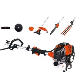 Outil Multifonction 5 En 1 Powertech, Débroussailleuse, Taille-haie, Tronçonneuse, Scie D'élagage + Bobine De Fil Et 3 Lames De Coupe