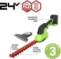 Taille-haie Et Coupe-herbe Greenworks 2en1, G24SHT Li-Ion 24V 2400 SPM Profondeur De Coupe 8 Mm Taille-haie 20 Cm Cisaille à Gazon 120 Mm, Sans Batterie Ni Chargeur 11 Taille-haie Et Coupe-herbe Greenworks 2en1, G24SHT Li-Ion 24V 2400 SPM Profondeur De Coupe 8 Mm Taille-haie 20 Cm Cisaille à Gazon 120 Mm, Sans Batterie Ni Chargeur -Outils de jardinage professionnels 1200x1151 2